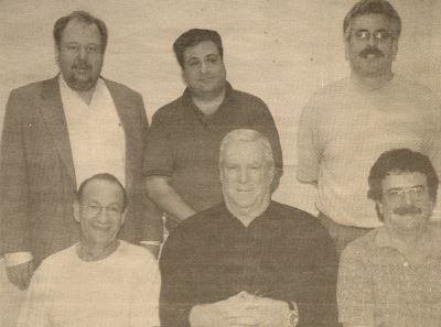 Members of the winning squad in the GNT, Championship flight: front, Barnet Shenkin, Jim Mahaffey and Michael Seamon; rear, Jeff Meckstroth, Gary Cohler and Eric Rodwell