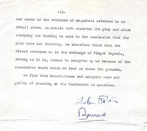 The final paragraph of the Foster Report. Note signed with a blue pen by Sir John Foster and Lord Bourne. This is the original copy from 1966.